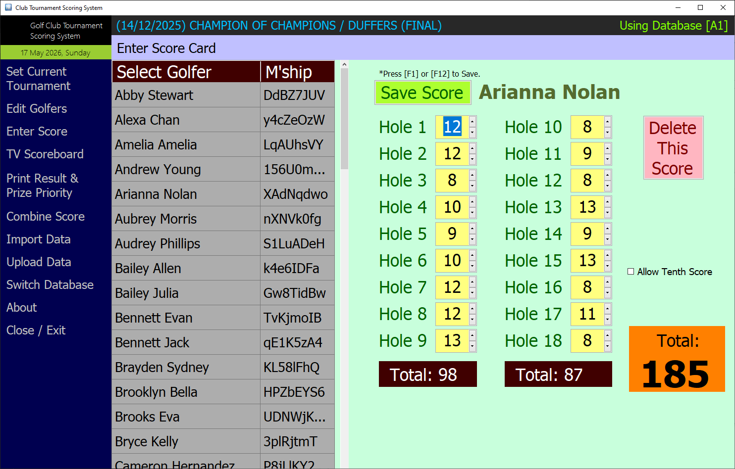 Score Card entering scene