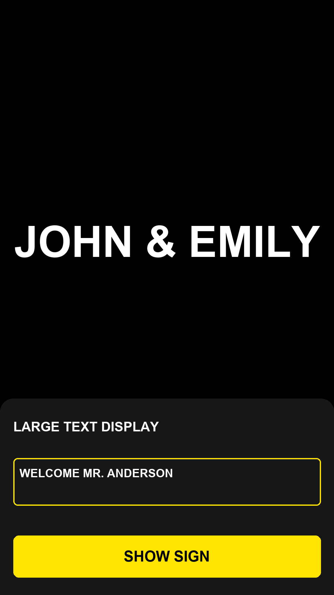 Edit sign text before full-screen display